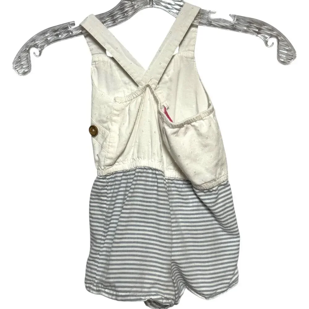 Tommy Bahama Sleeveless Cotton Romper Shorts Gray White 18mo